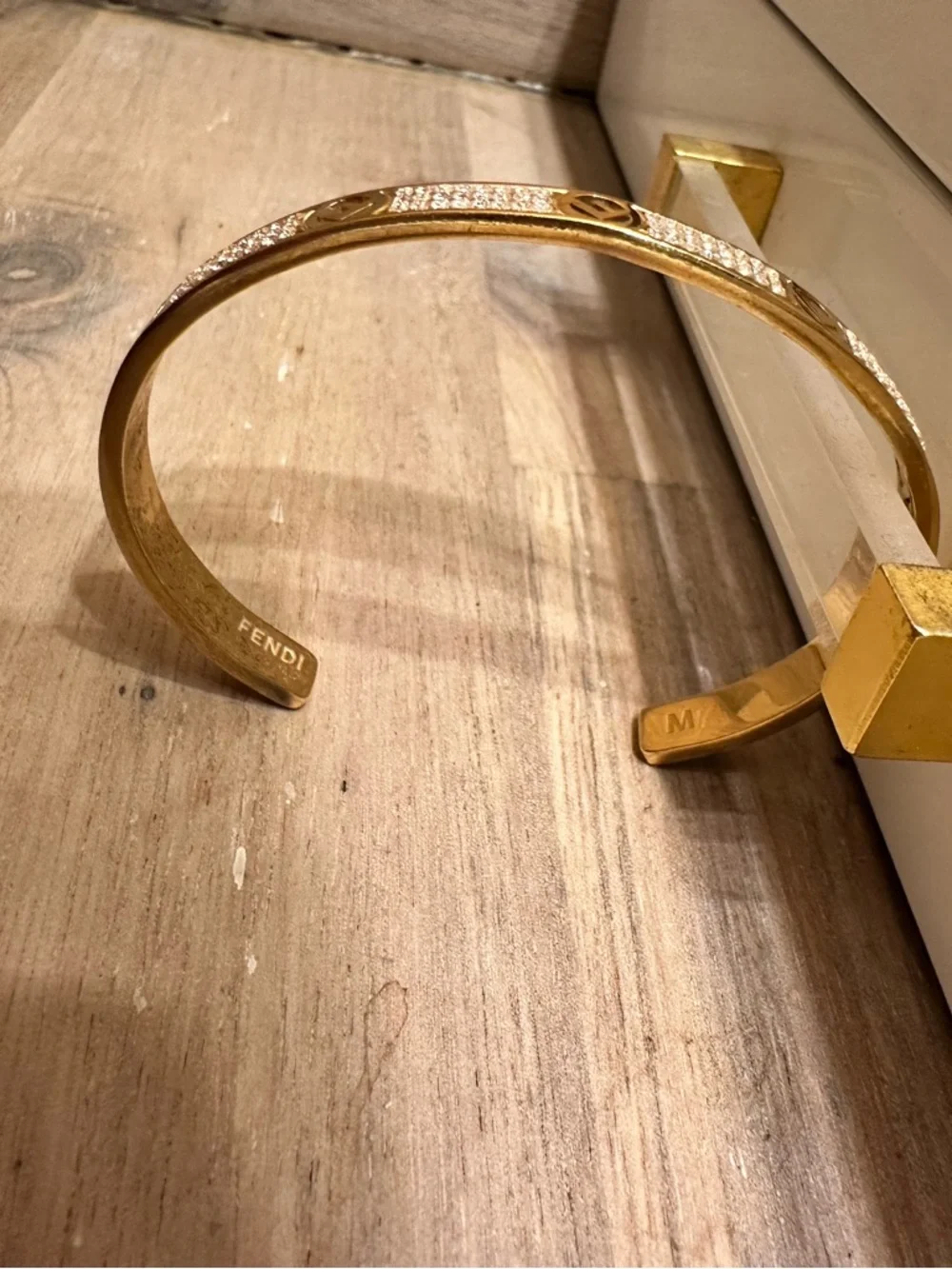 Fendi Gold Metal Logo Cuff Bracelet - Picture 2 of 5